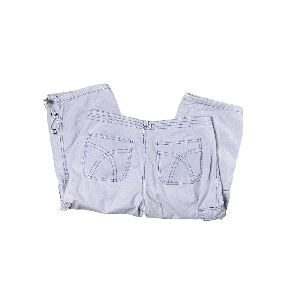 Y2K Light Lavender Cargo Capri Pants Hiking Gorpcore Drawstring Hem 7